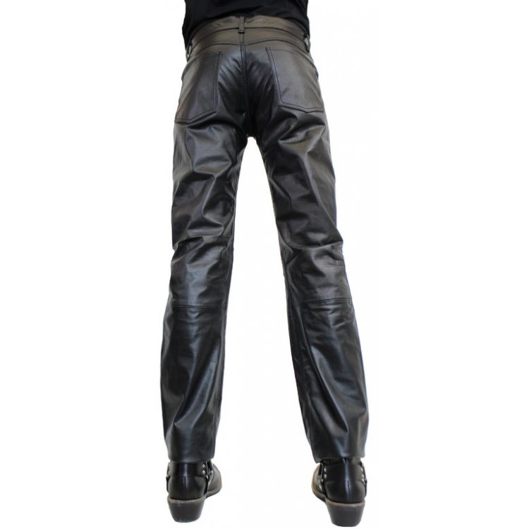 Fashion Genuine Soft Black Leather Pants for Men upto 10% off