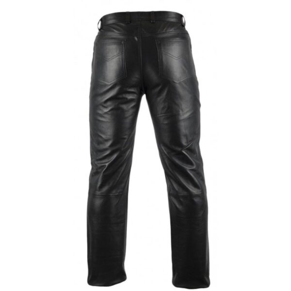 Classic Pure Black Leather Motorcycle Pants for Men - Mready