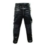 Men Motorcycle Real Black Leather Bikers Jeans Trousers Pants - Road-Ready Style