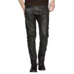 Men's Regular Fit Casual Outerwear Black Leather Pants - Versatile Comfort