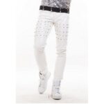 Men Singer Nightclubs Pure White Leather Trousers Pants - Stage-Worthy Elegance