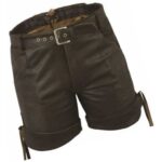 Men's Smart Wear Real Sheepskin Dark Brown Leather Shorts