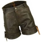 Men's Smart Wear Real Sheepskin Vintage Brown Leather Shorts