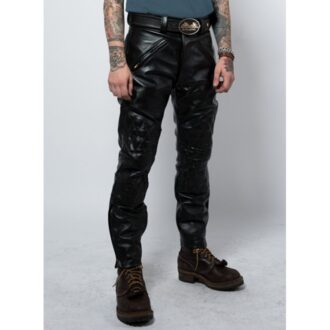 Men Vintage Genuine Black Leather Sports Rider Pant