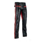 Men's Bootcut Fit Black Red Leather Pants Trouser - Edgy Elegance