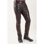 Men's Casual Skin Tight Fit Dark Brown Leather Pants - Sleek Comfort