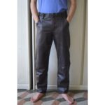 Men's Classic Genuine Soft Dark Brown Leather Straight Pants - Timeless Sophistication