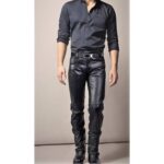 Men's Fashion Slim Fit Genuine Black Leather Pant - Sleek Sophistication