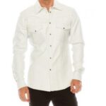 Modern Men's White Leather Shirt - Fashion-Forward Real Sheepskin Elegance