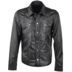 Men's Glamorous Look Real Sheepskin Black Leather Shirt - Redefine Luxury