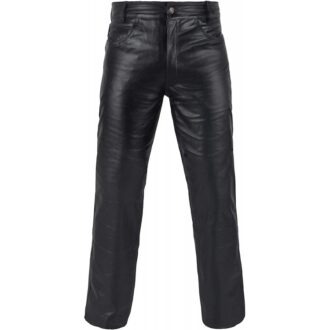 Mens Motorcycle Heavy Duty Premium Black Leather Pants