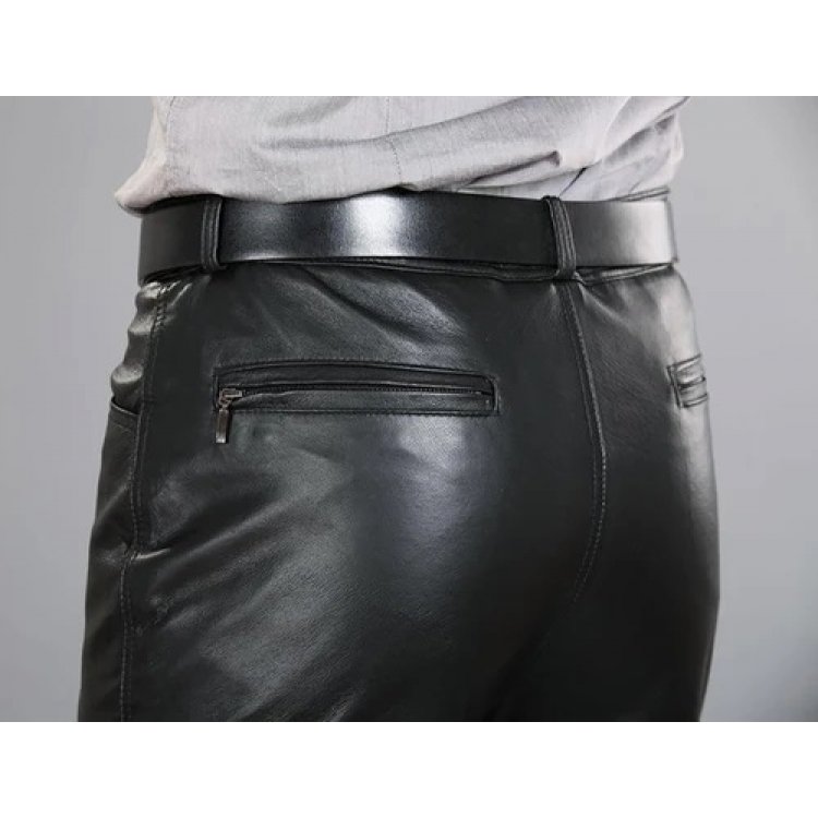Classic Comfort: Men's Regular Straight Flat Black Leather