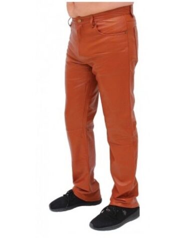 Mens Rider Tan Brown Lambskin Leather Pants