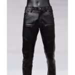 Men's Slim Pocket Design Black Leather Pencil Jeans Motorcycle Pants - Urban Edge