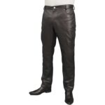 Men's Smart Casual Black Leather Trousers Jeans Pants - Timeless Versatility