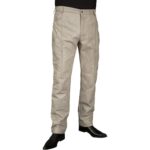 Men's Smart Casual Cream White Leather Trousers Jeans Pants - Timeless Elegance