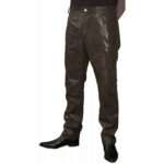 Men's Smart Casual Dark Brown Leather Trousers Jeans Pants - Refined Comfort