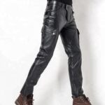 Men's Stylish Casual Genuine Black Leather Biker Pants - Urban Chic