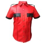 Men's Very Hot Genuine Red Leather Shirt - Fiery Elegance