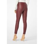 Women's Dual Front Zipper Burgundy Leather Pants