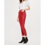 Women's Premium Luxurious Side Lace-Up Red Leather Pants