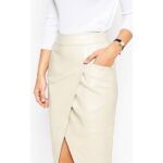 Women's Stylish Slim Fit Genuine White Leather Partywear Skirt