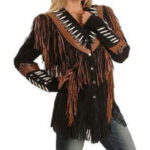 Women's Brown and Black Western Leather Jacket - On Sale