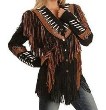 Women Brown and Black Western Leather Jacket | Upto 50% Off