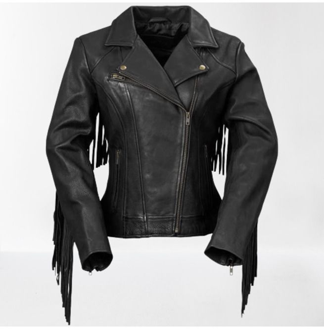 Leather Fringe Jacket with Studs, Fringe Moto Jacket, Fringe Biker Jacket