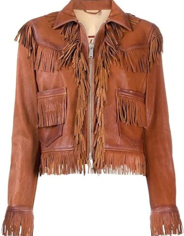 Brown Leather Fringe Jackets For Women | Upto 50% Off