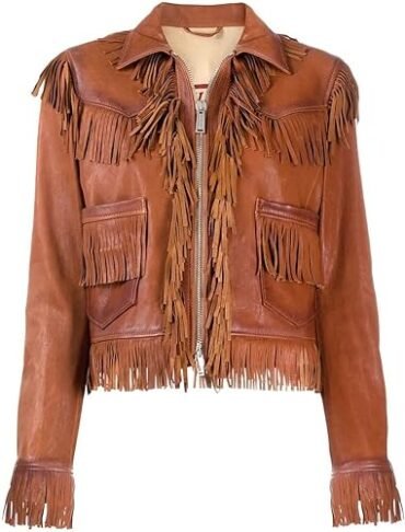 Brown Leather Fringe Jackets For Women | Upto 50% Off