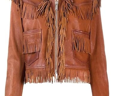 Women's Brown Leather Fringe Jacket - On Sale