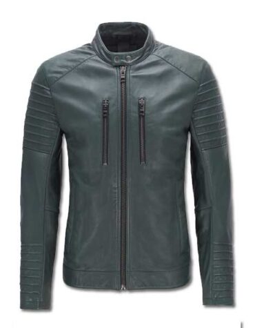 Black Mens Leather Biker Jacket