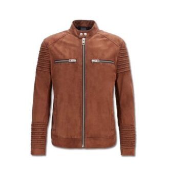 Classic Brown Mens Leather Biker Jacket