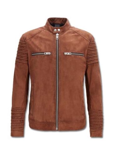 Classic Brown Mens Leather Biker Jacket