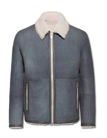 White Fur Collar Mens Leather Biker Jacket