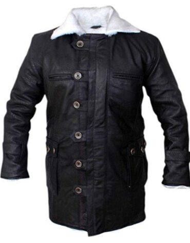 Bane Coat Black Faux Leather Coat Faux Shearling Batman