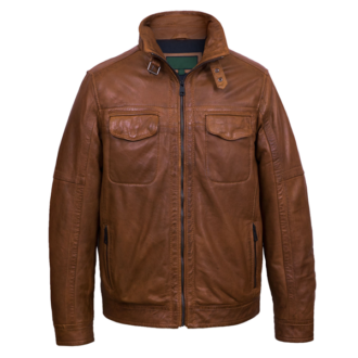 Men’s Biker Bomber Style Leather Jacket