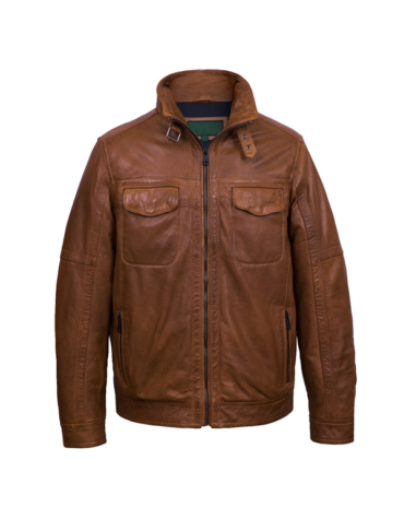 Men’s Biker Bomber Style Leather Jacket
