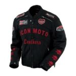 Black Icon Moto Leather Jacket With CE Armor - Icon Daytona Jacket