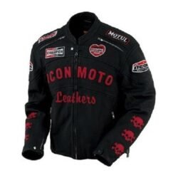 Men's Icon Daytona Black Leather Motorcycle Jacket | MReady