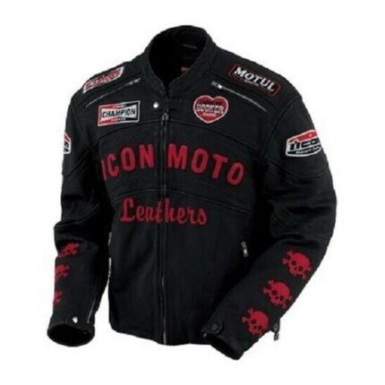Men's Icon Daytona Black Leather Motorcycle Jacket | MReady