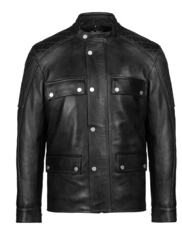Black Mens New Style Motorbike Leather Jacket
