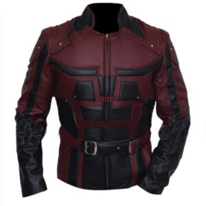 Daredevil Charlie Cox Black & Maroon Faux Leather Jacket