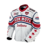 Icon Daytona White Moto Leather Jacket with CE Armor