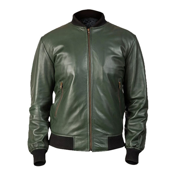 Men Glossy Green Bomber Jacket - Mready