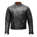 SafeRide Men's Black Armoured Motorbike Leather Jacket