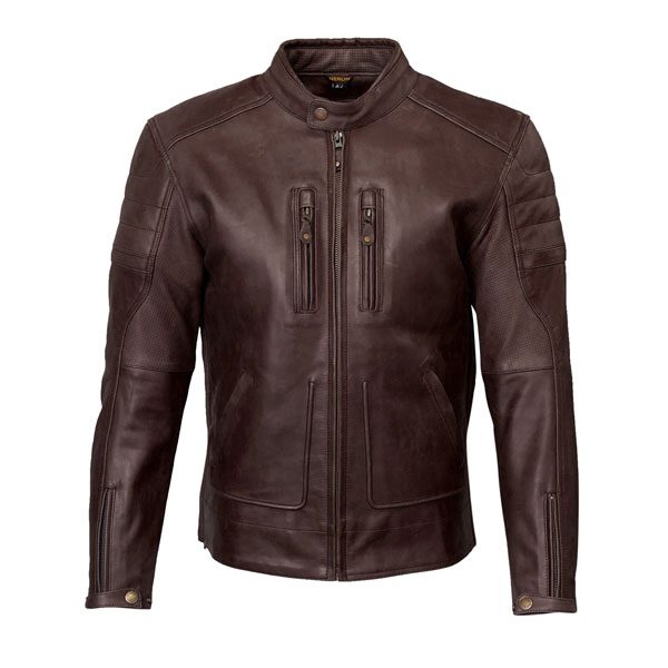 RideMaster Men's Brown Two-Zipper Motorbike Leather Jacket | Free Shipping