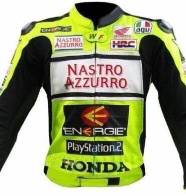 Mens Green Honda Nastro Motorcycle Racing Leather Jacket