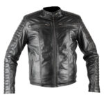 Mens Herren Black Biker Faux Leather Jacket